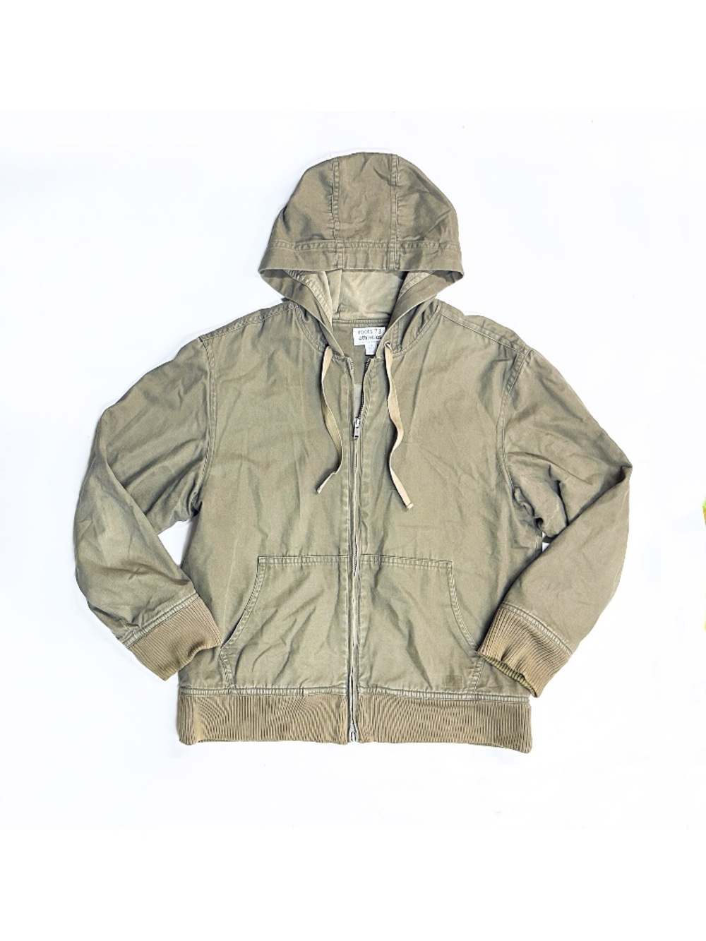 ROOTS 73 ATHLETICS Mens Large Full Zip Hoodie Jacket Heavy Canvas Cotton Green
